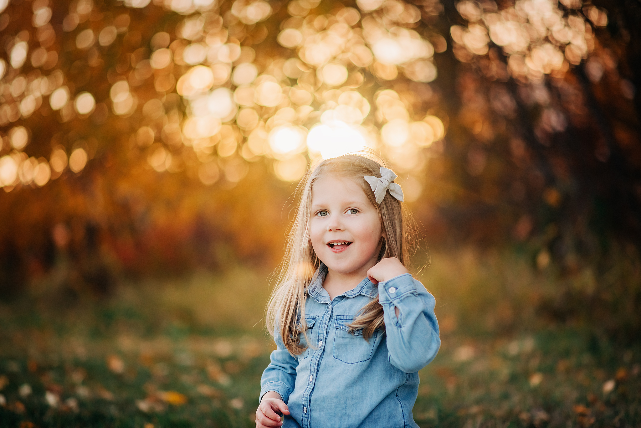 young girl sun flare portrait fall family photography session edmonton ab